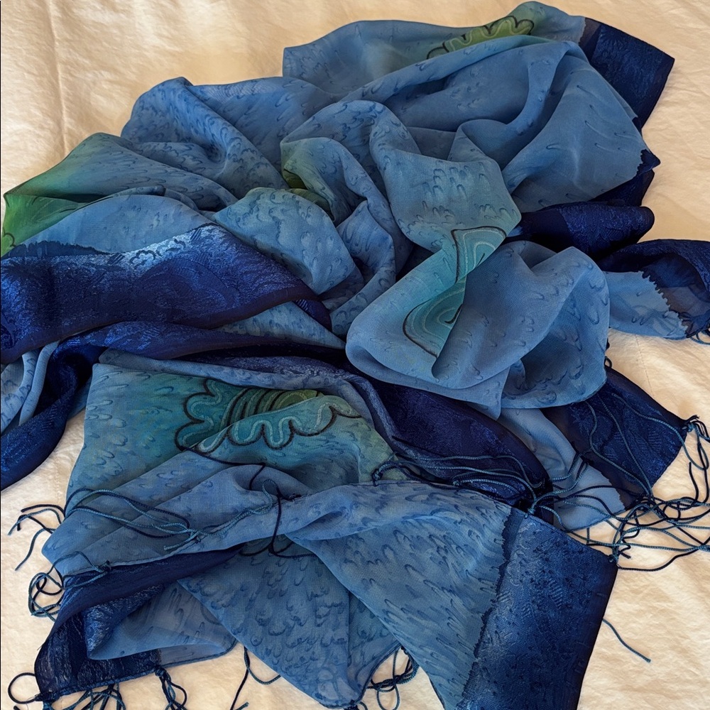 Blue and Green Patterned Beach Wrap/Scarf